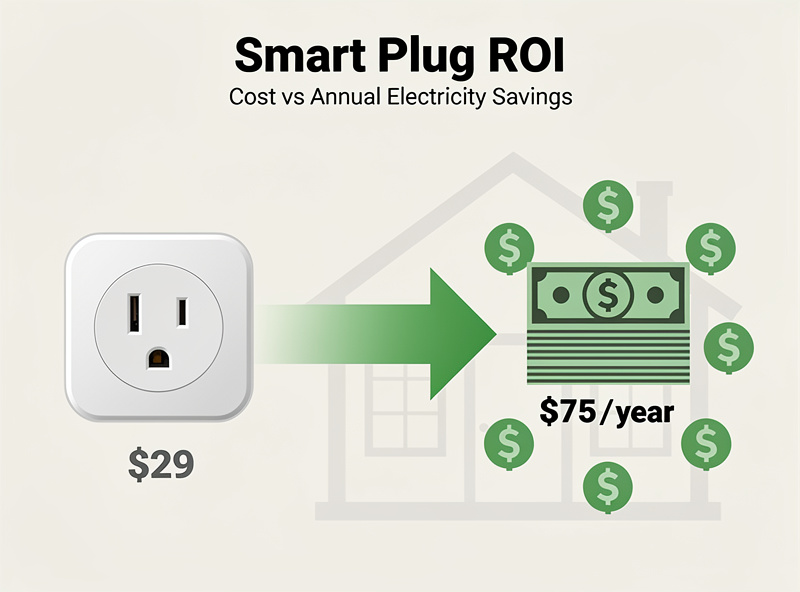 Smart plug ROI comparison showing cost versus annual savings