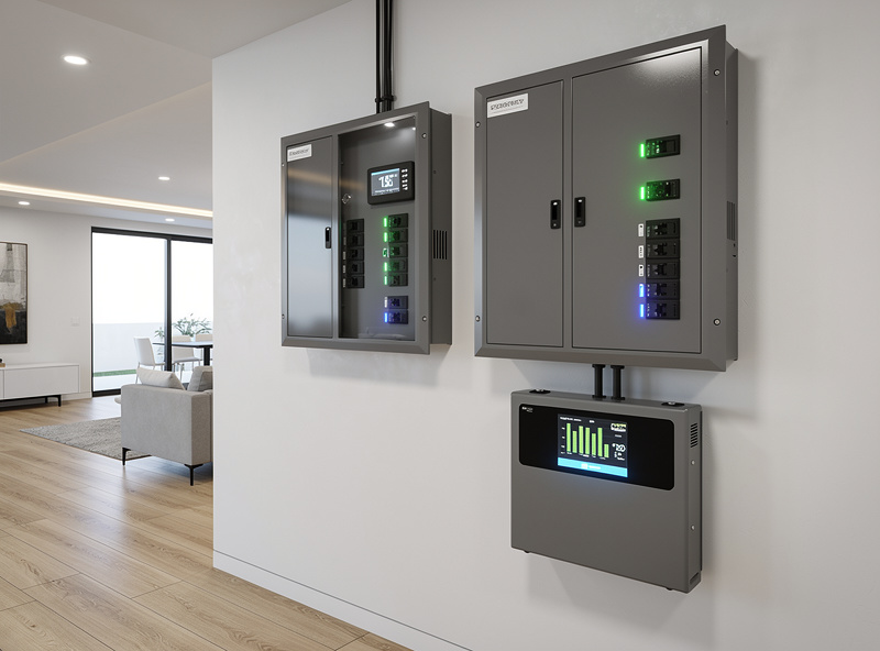 Whole-home backup electrical panel with battery storage system indicator lights