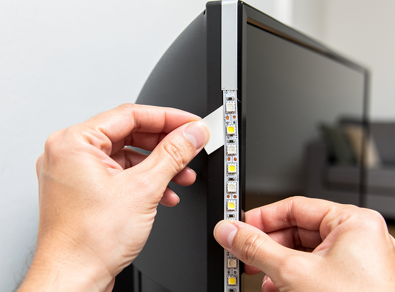 Installing LED strip on back of TV frame