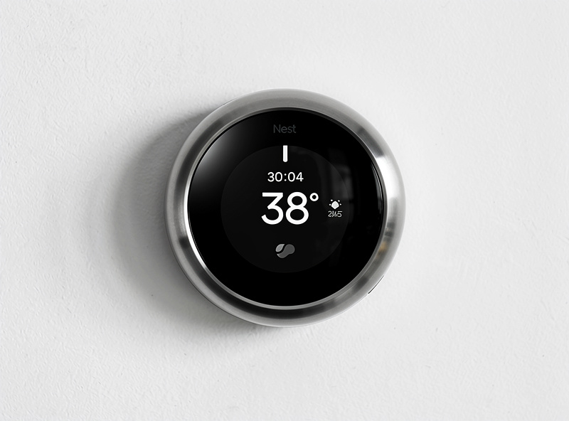 Google Nest Learning Thermostat stainless steel design