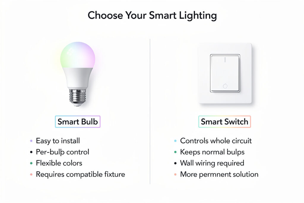 Smart Bulb vs Smart Switch: Complete Comparison Guide (2026)