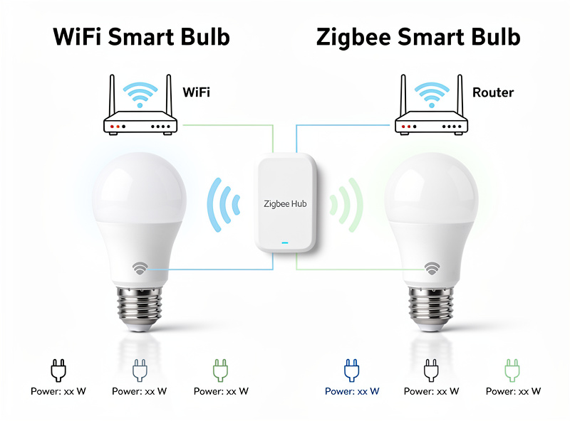 WiFi smart bulb versus Zigbee bulb power consumption comparison