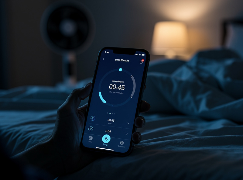 Smart fan app showing sleep mode schedule