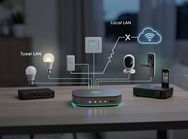 Smart home devices operating during internet outage with local hub