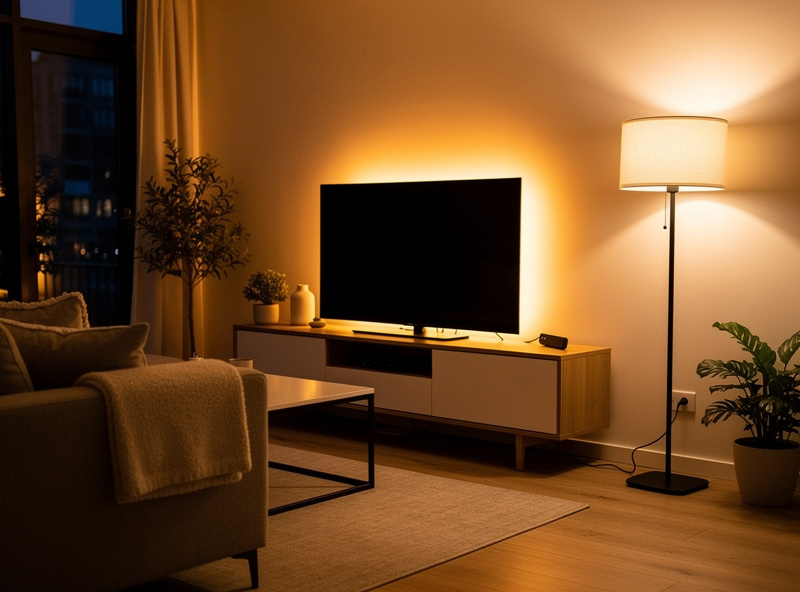 Renter-friendly smart lighting setup in modern apartment