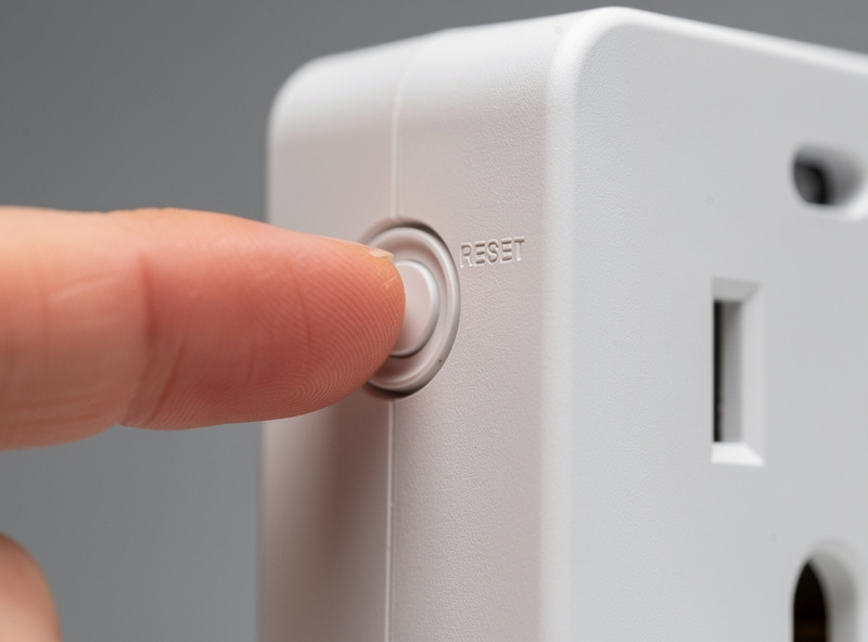 Factory reset button on smart plug being pressed for WiFi reconnection