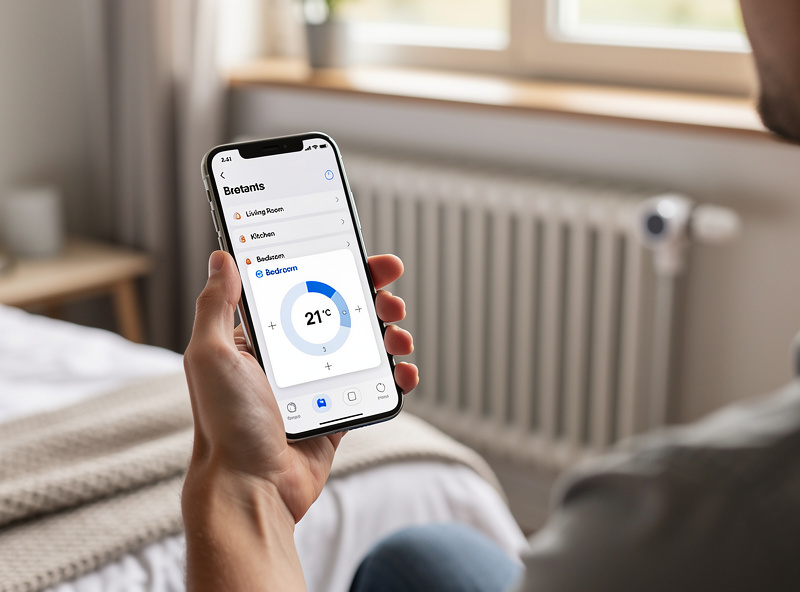 Smartphone app controlling radiator valve temperatures