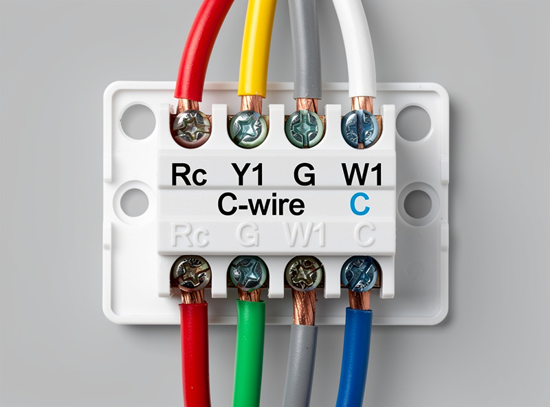 Smart thermostat wiring diagram showing C-wire terminal connections