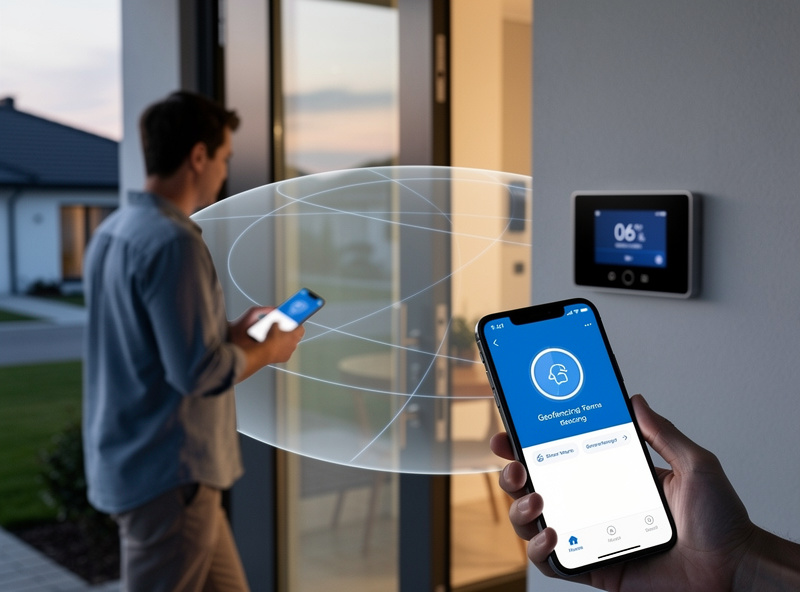 Person leaving home triggering automatic thermostat adjustment