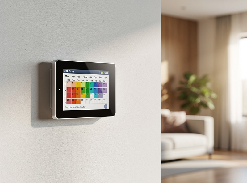 Smart thermostat learning schedule display showing weekly pattern recognition