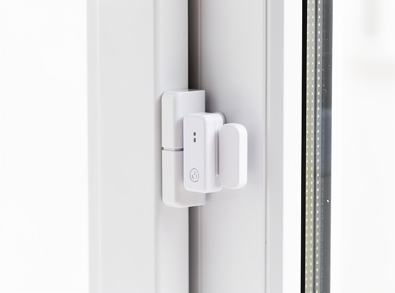 Smart window sensor installed on window frame