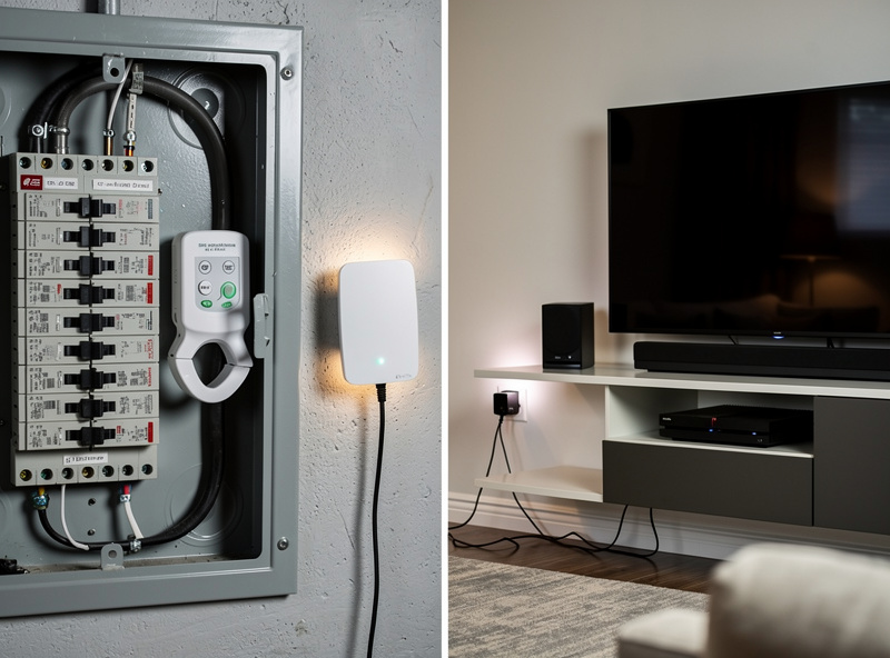 Comparison of electrical panel CT monitor and smart plug controlling entertainment center