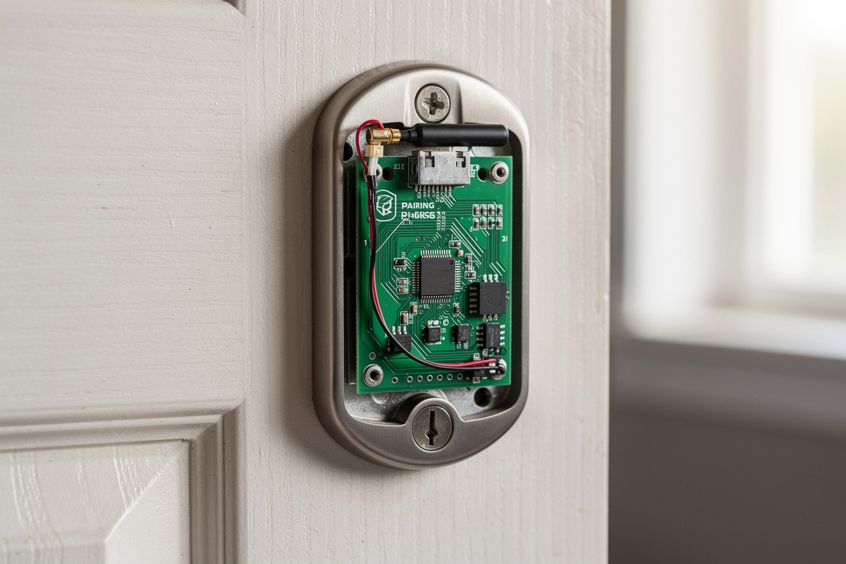 Smart lock security vulnerability analysis showing encryption and authentication layers