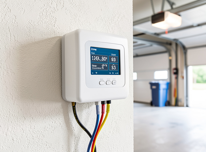 Person installing smart sprinkler controller with color-coded wire connections