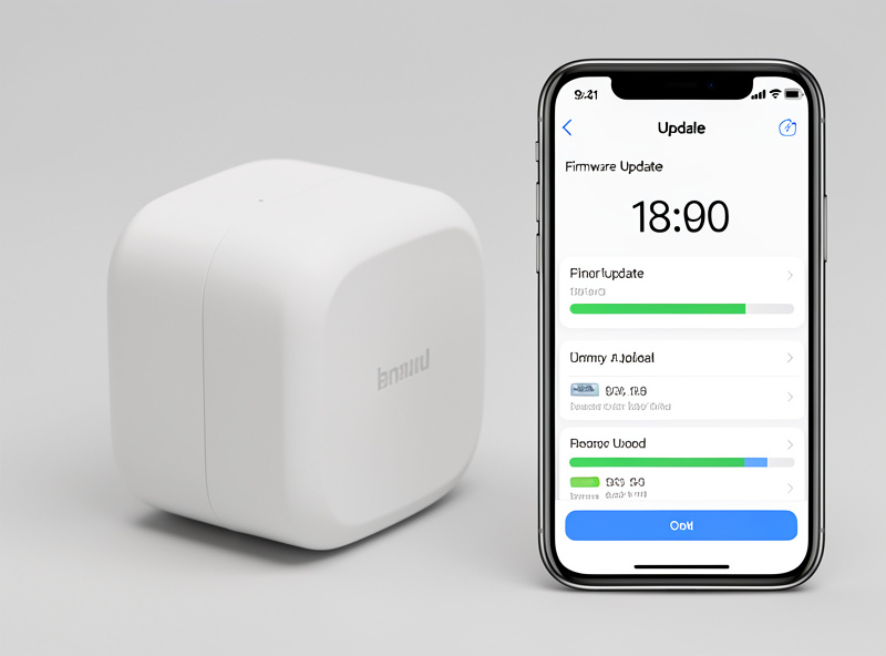 A smart home app showing a firmware update progress bar on a single device