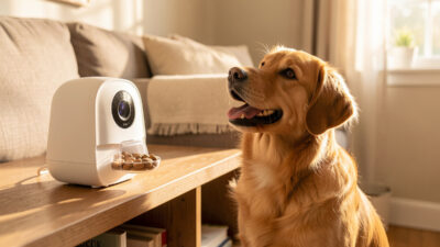 Pet camera with treat dispenser
