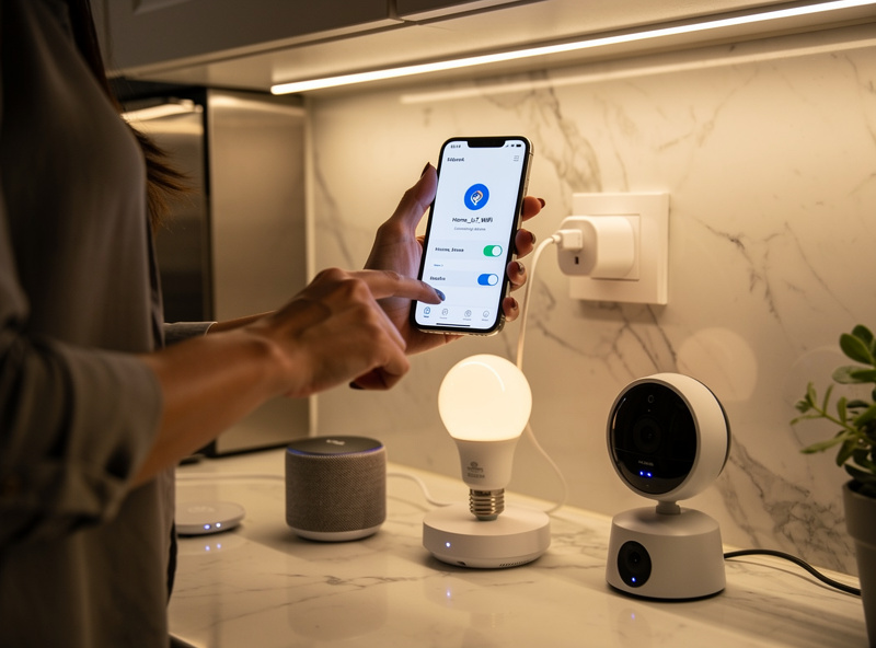 Smartphone joining a smart home device to a dedicated IoT WiFi network during setup