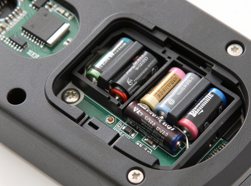 Close-up of a microchip pet door's locking mechanism and battery compartment
