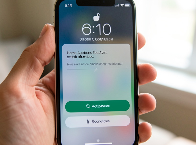 Phone lock screen showing a Home Assistant notification with two action buttons