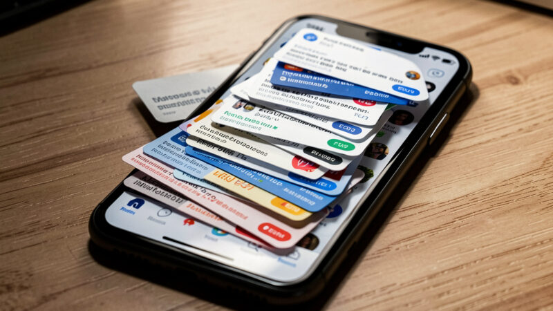 A smartphone showing an overwhelming stack of piled-up notifications